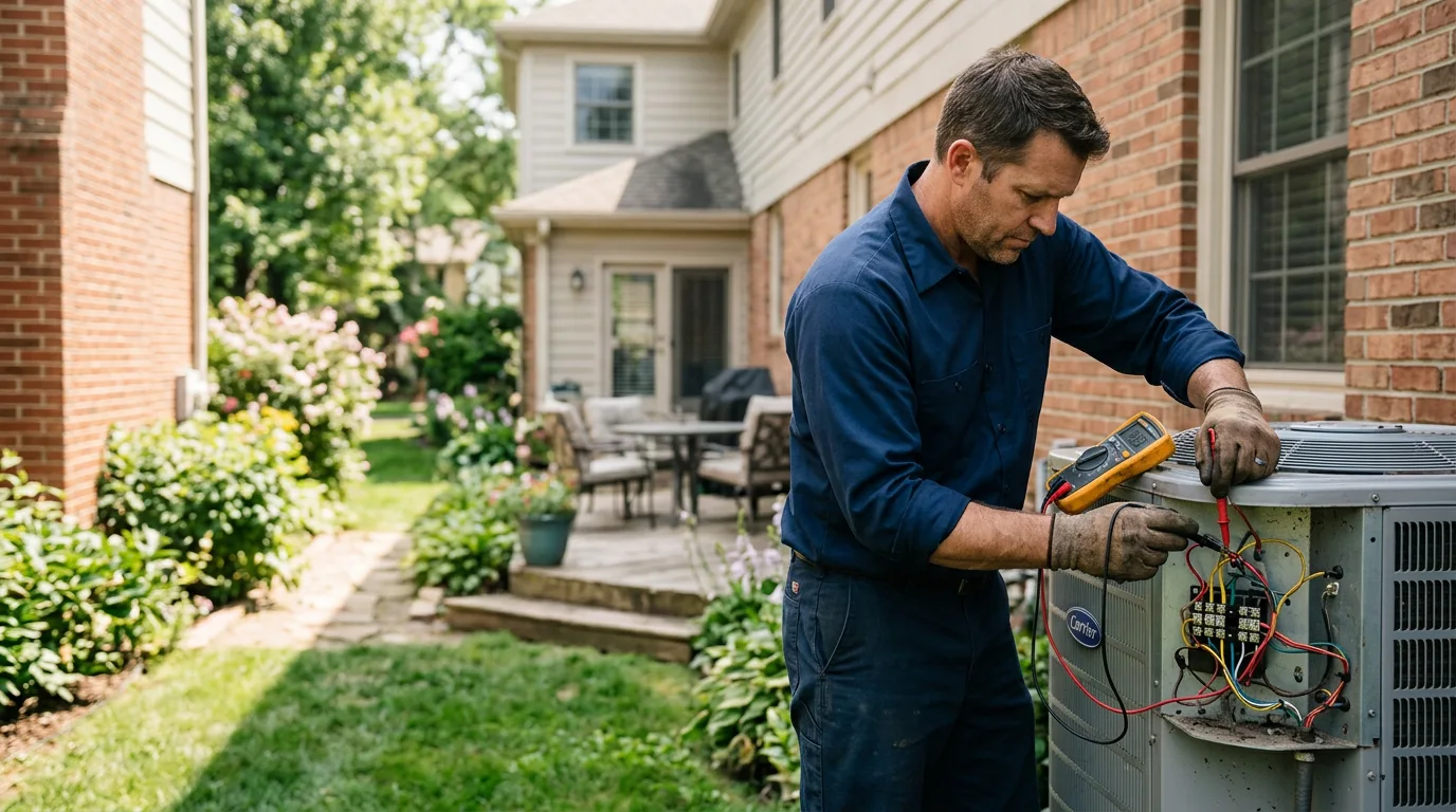 HVAC technician working in a home in South Carolina